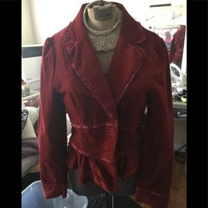 Anthropologie Red Velvety Cotton Jacket! NWT Sz 12